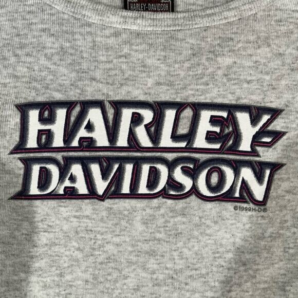 NEW Harley Davidson Vintage 90s Cropped Ruffle Flutter Babydoll Tee T Shirt Top - Picture 8 of 13